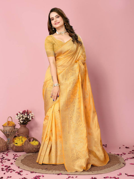 Latest Haldi Functions Special Soft Dolla Silk Saree Collection.
