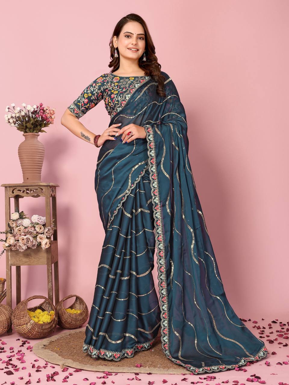 Party Wear Special Rangoli Silk Sarees.