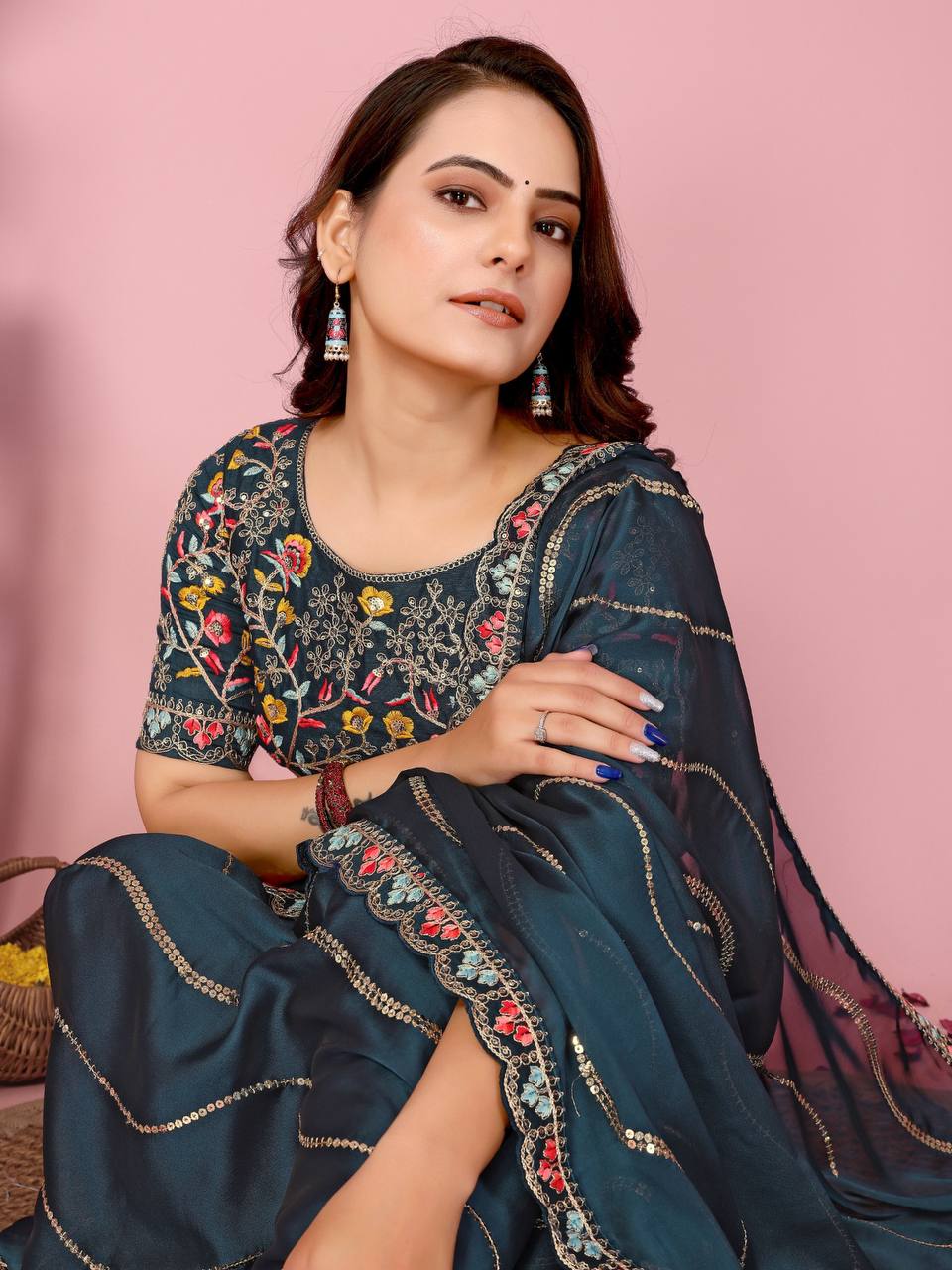 Party Wear Special Rangoli Silk Sarees.