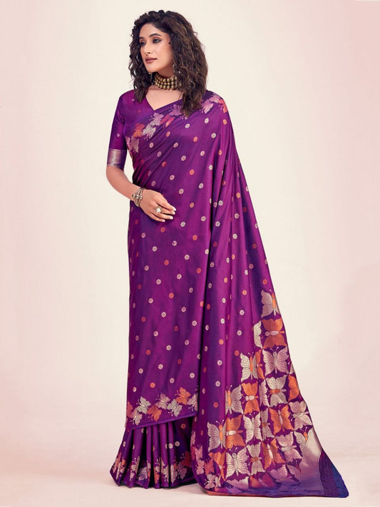 Trendy Designer Heavy Lichi Silk Saree Collection.