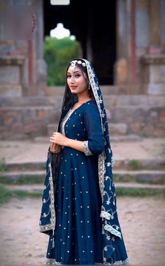 Latest Designer Wedding Wear Special Blue Gown Collection.