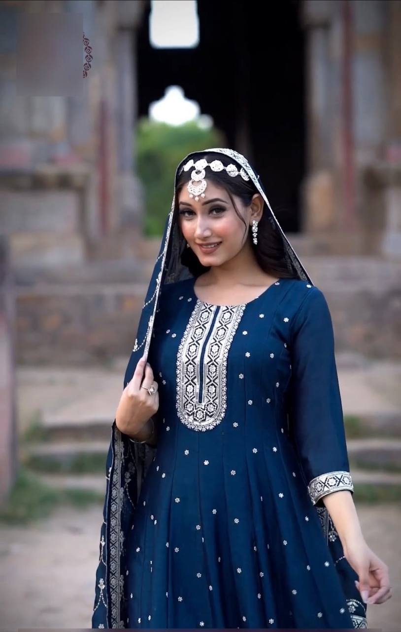 Latest Designer Wedding Wear Special Blue Gown Collection.