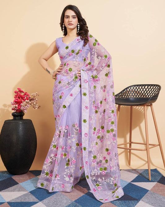 Superb New Premium Heavy Soft Net Lavender Saree.