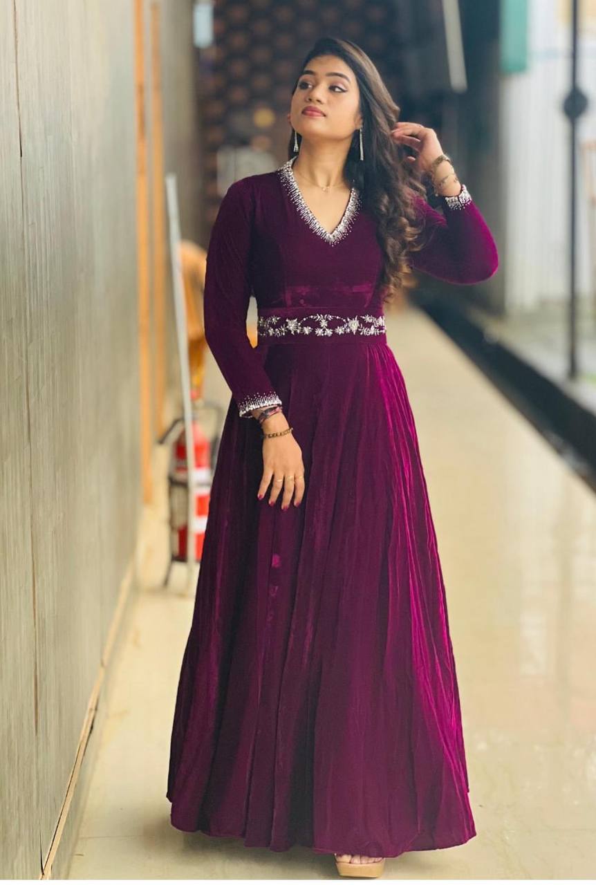 Winter Wedding Season Special New Latest Designer Velvet Gown Collection.