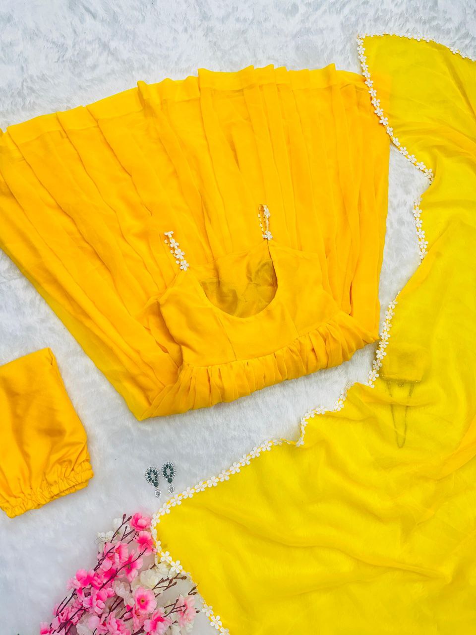 Pretty Haldi Ceremony Special Yellow Gown Collection.