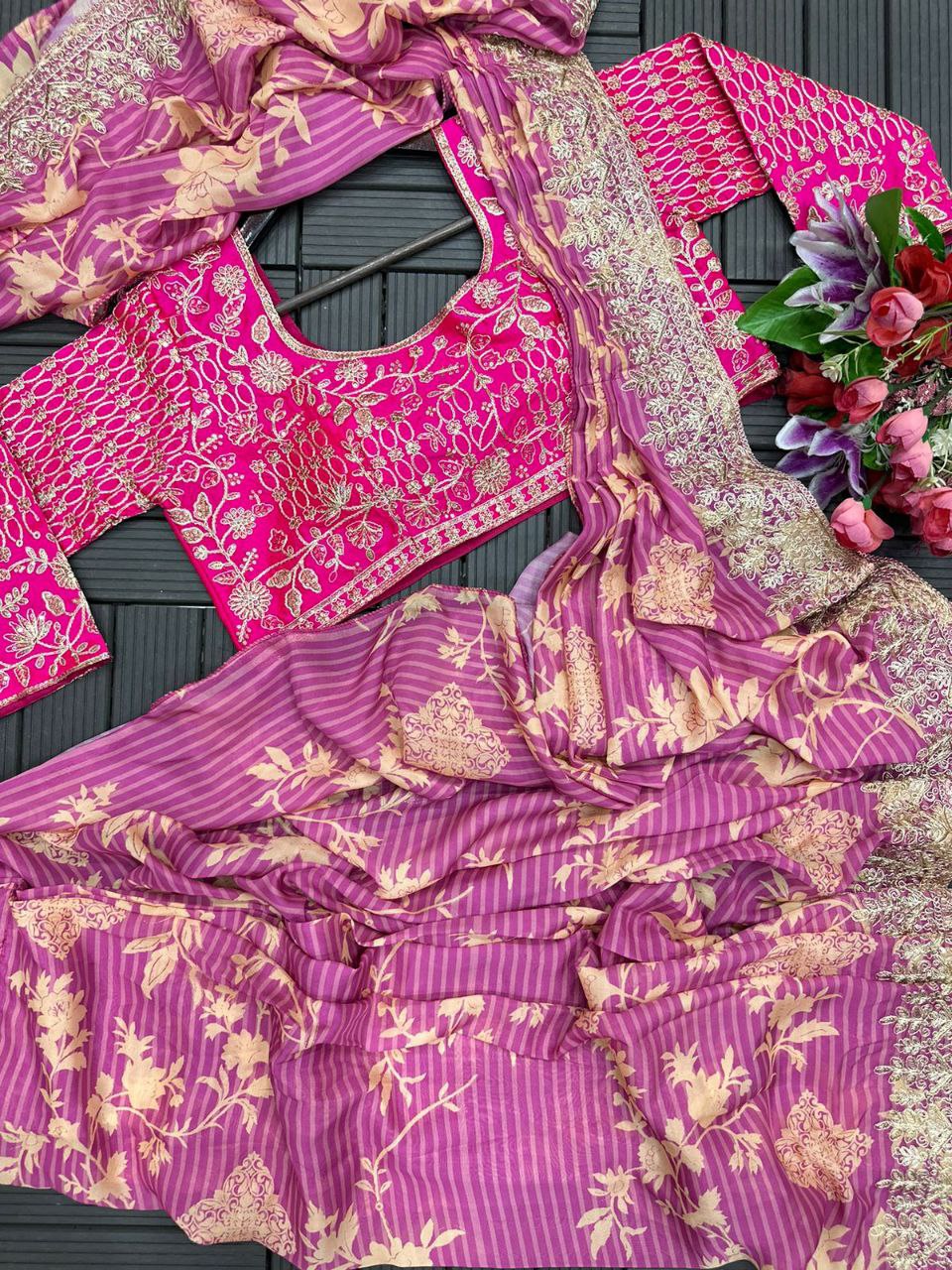 Pretty Designer Apple Organza Ready To Wear Saree Collection.