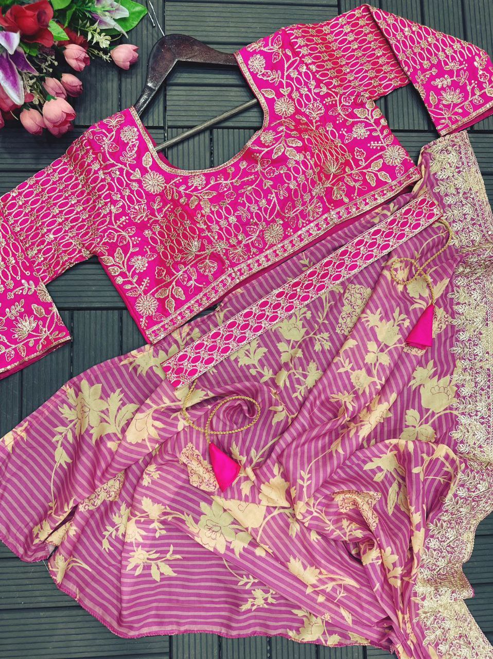 Pretty Designer Apple Organza Ready To Wear Saree Collection.