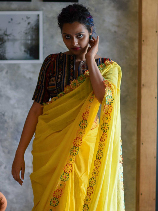 Most Trendy Yellow Heavy Dolla Silk saree collection.