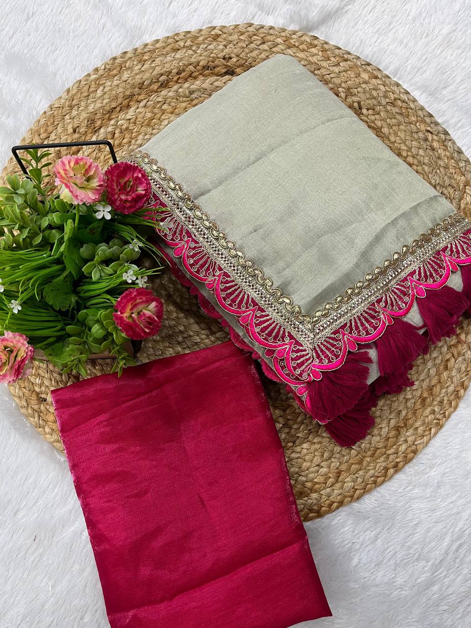 Adorable Designer Party Wear Heavy Tissue Silk Saree Collection.