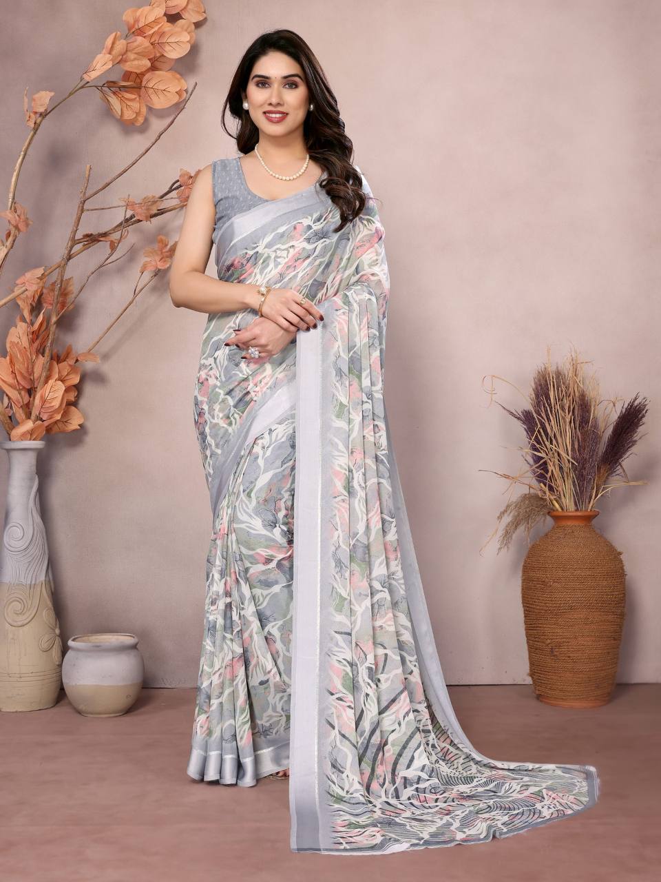 Pretty Designer Floral Printed Saree Collection.
