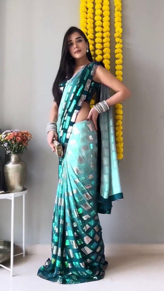 Party Wear Special Sequence Georgette Saree.