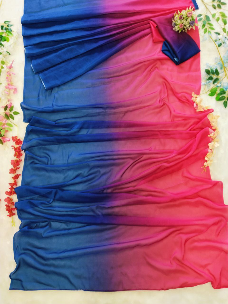 1 - Min Ready To Wear Rangoli Saree With Unstitched Blouse.