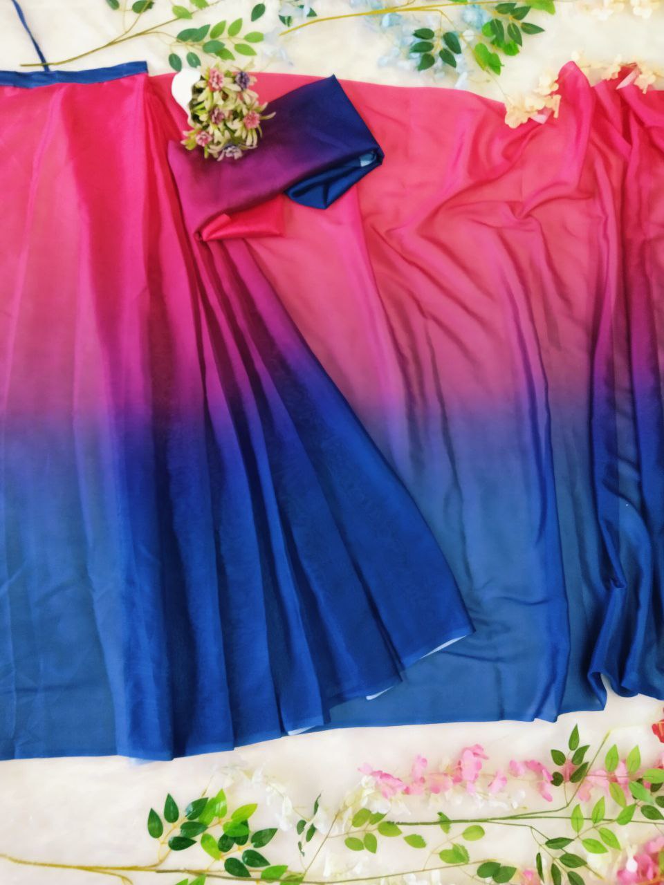 1 - Min Ready To Wear Rangoli Saree With Unstitched Blouse.