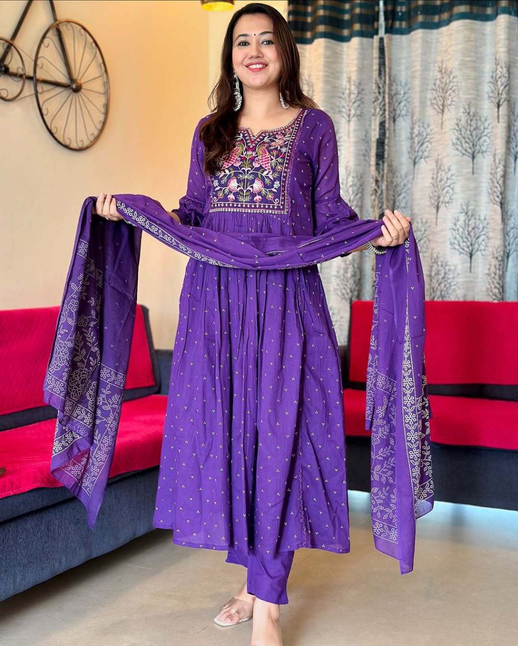 Pretty Purple Pure Cotton Casual Wear Special Outfit