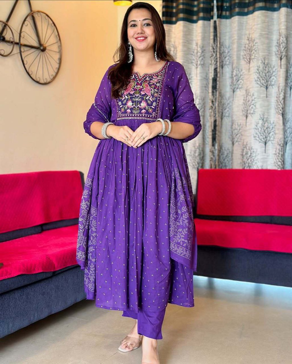 Pretty Purple Pure Cotton Casual Wear Special Outfit