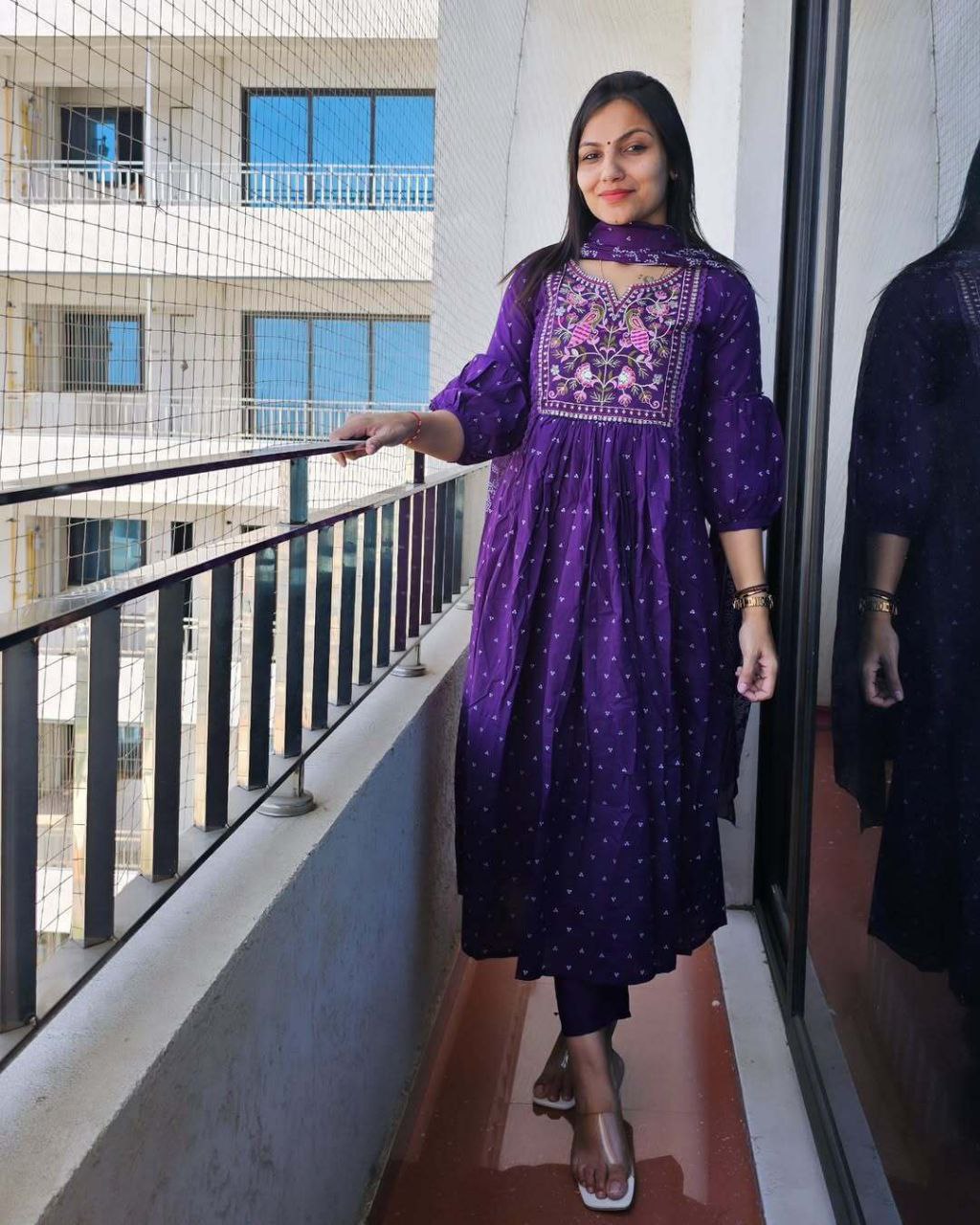 Pretty Purple Pure Cotton Casual Wear Special Outfit