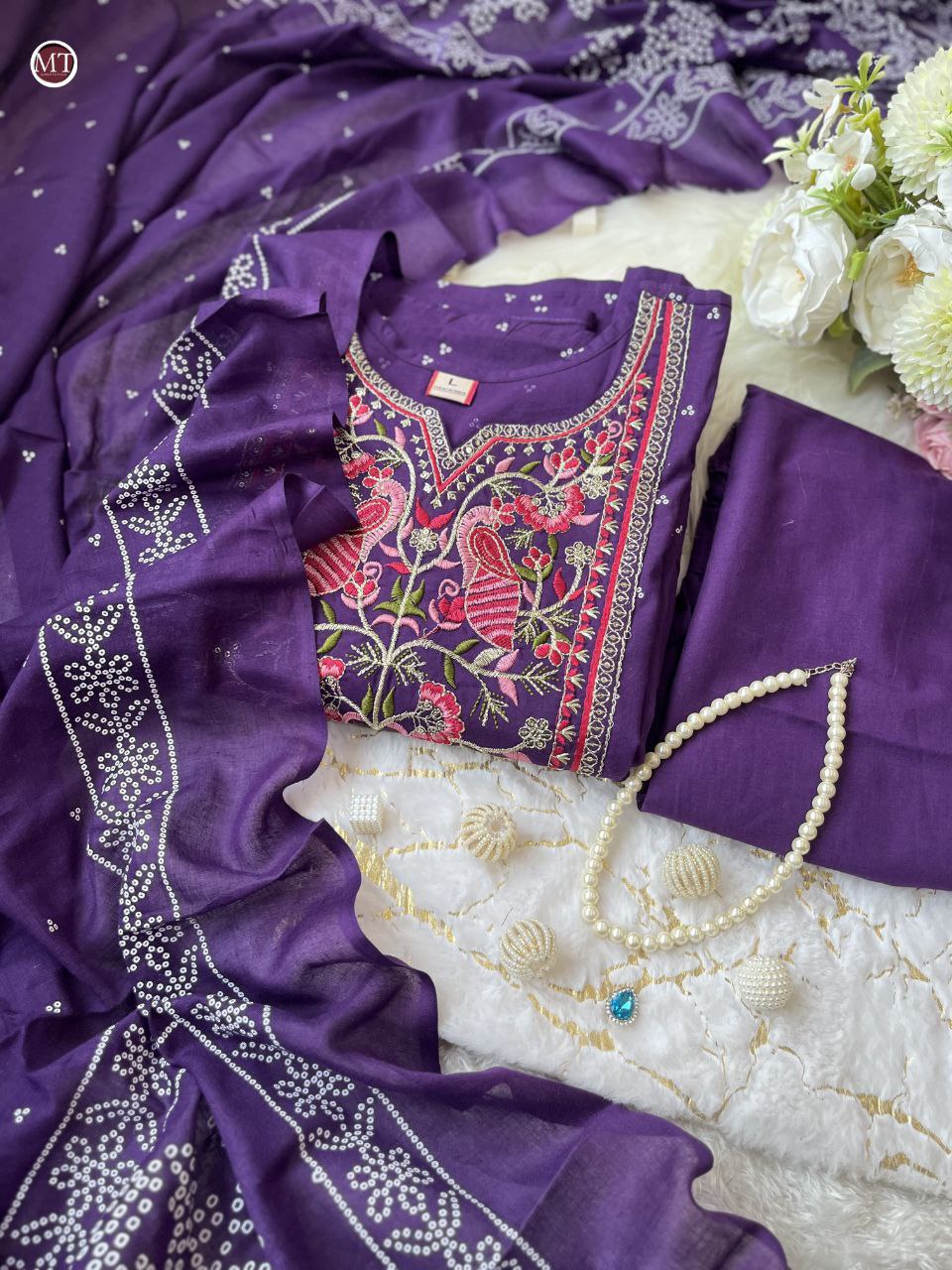 Pretty Purple Pure Cotton Casual Wear Special Outfit