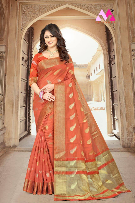 Preety Saree on premium cotton Silk with Jacquard work Saree.