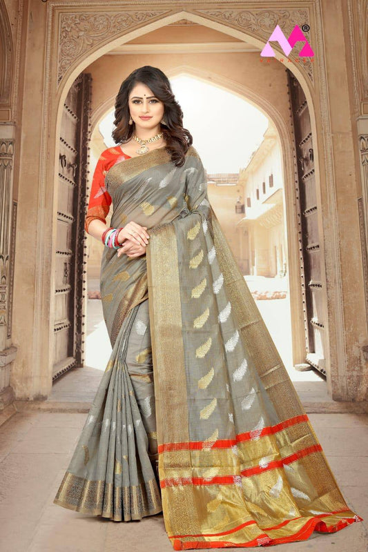 Beautiful  Elegantly Designer Cotton Silk Saree.