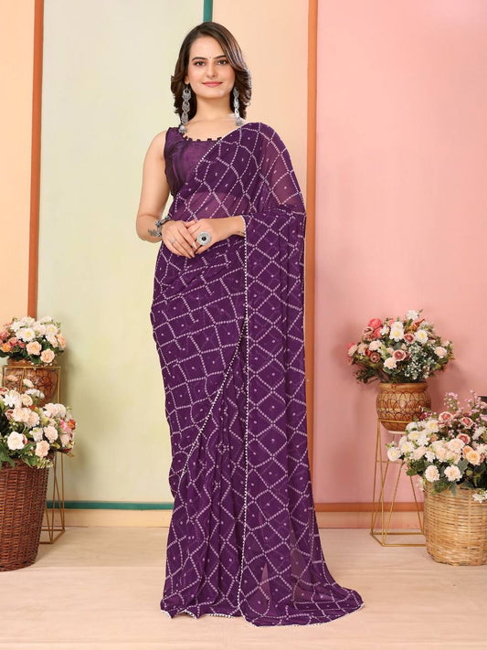Pure Ready To Wear Purple Saree  Collection