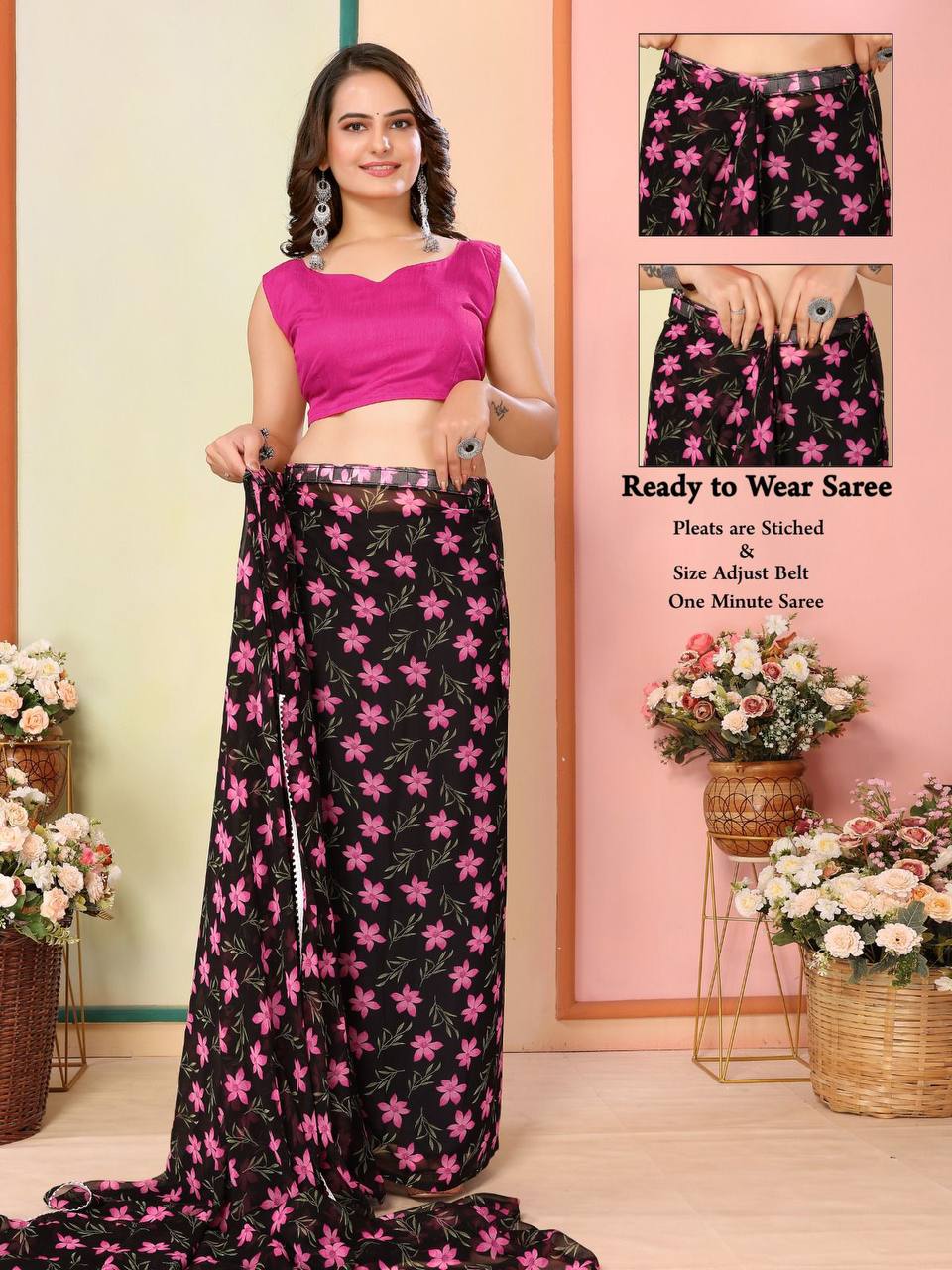 Beautiful Casual Wear Special 1-Minute Ready To Wear Saree Collection.
