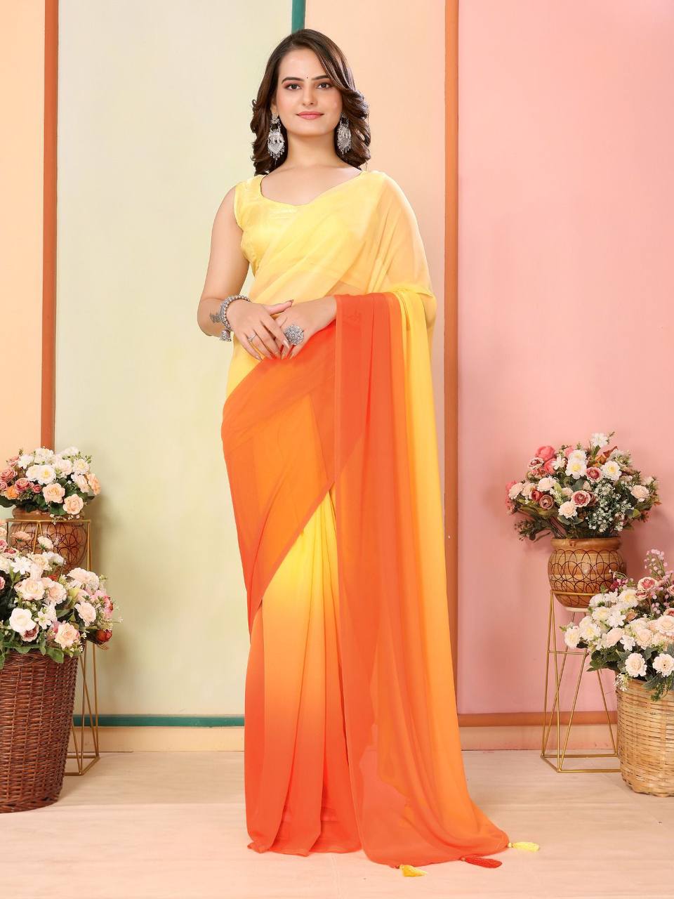 Beautiful 1 Min Ready To Wear Saree In Latest Multi Colour Saree.