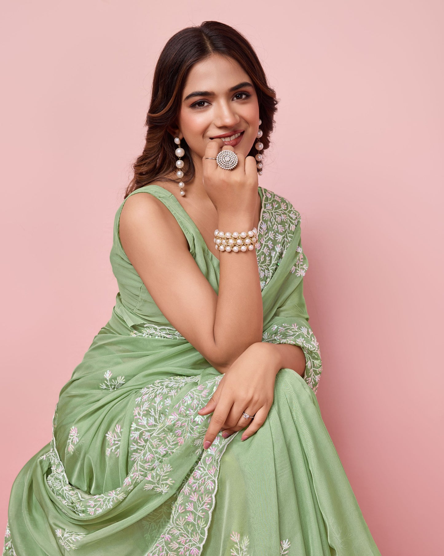 Beautiful Party Wear Special Soft Tibby Silk Saree.