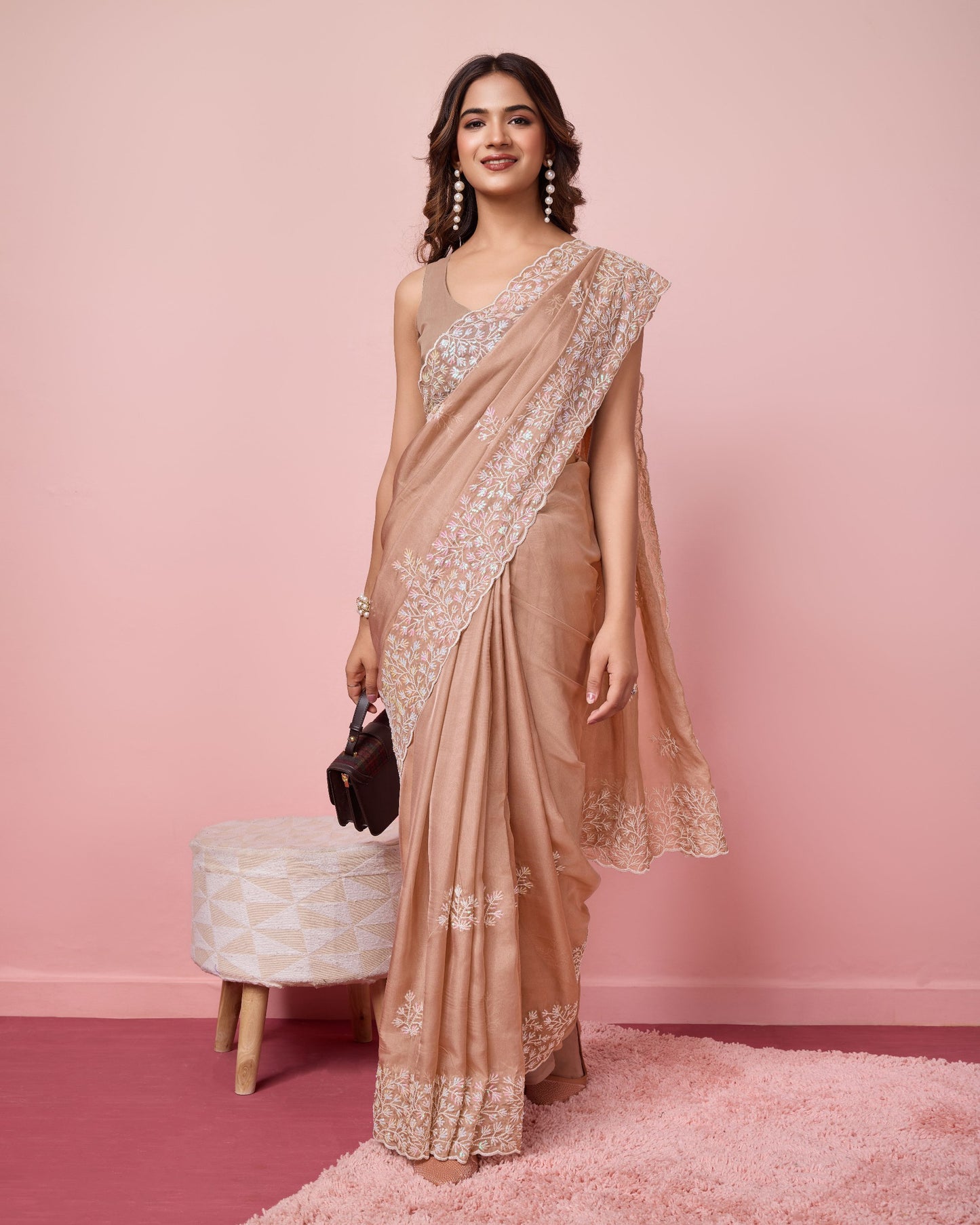 Sequence Embroidery Work Soft Tibby Silk Saree Collection.