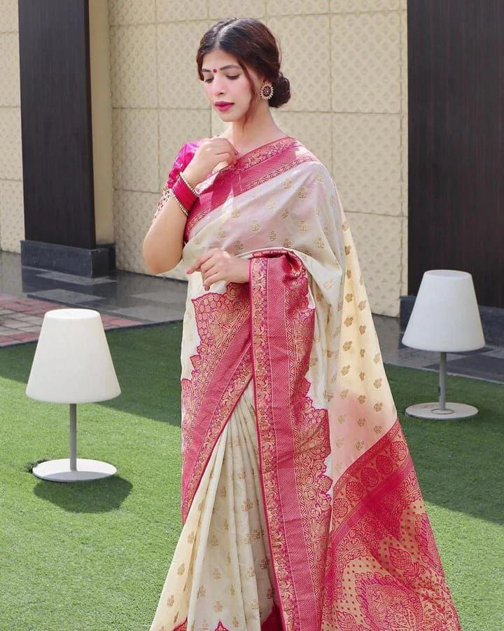 Premium Looking Banarasi Lichi silk saree