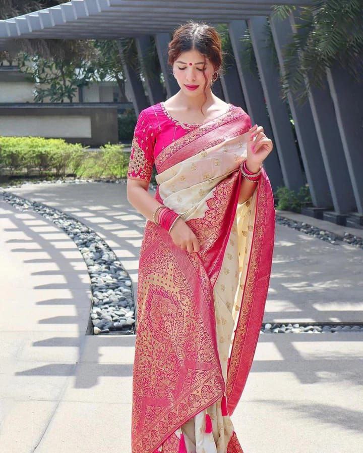 Premium Looking Banarasi Lichi silk saree